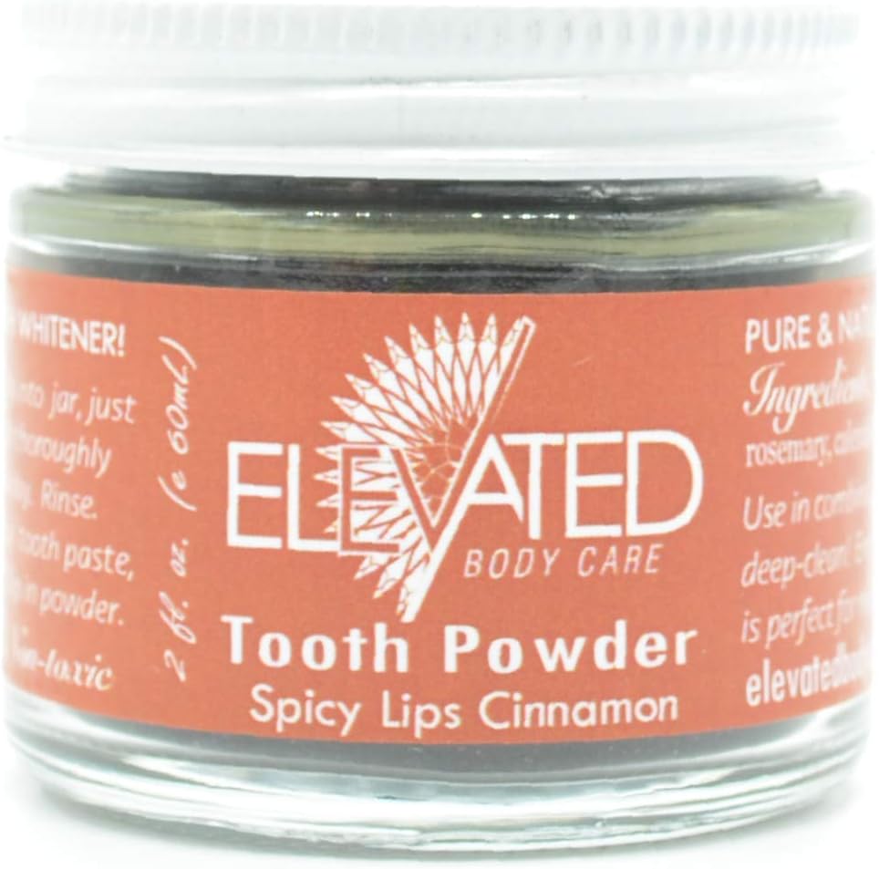 Herbal Vegan Tooth Powder with Xylitol & Activated Charcoal - Mint or Cinnamon Flavor - Made in USA - Glass Jar - 2 oz