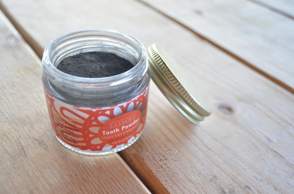 Herbal Vegan Tooth Powder with Xylitol & Activated Charcoal - Mint or Cinnamon Flavor - Made in USA - Glass Jar - 2 oz