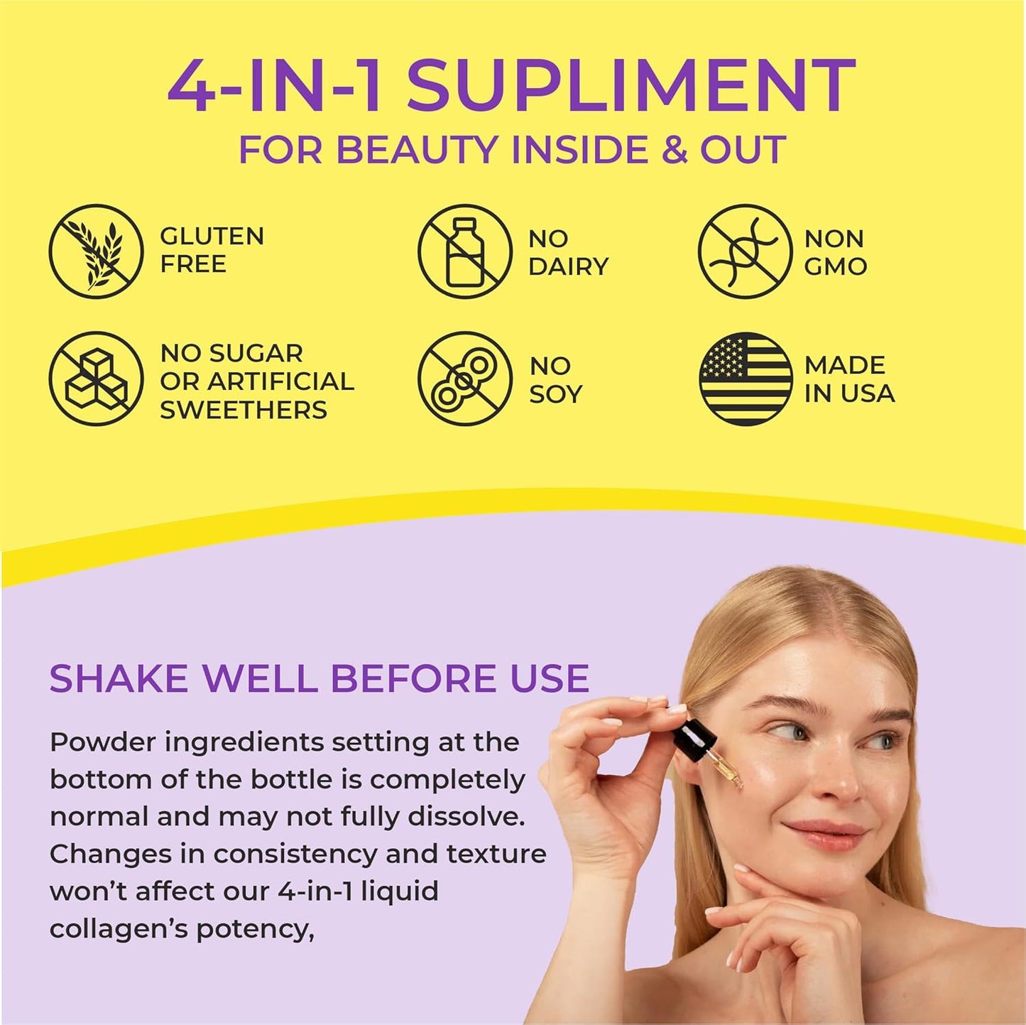 Herbalicious Liquid Biotin Collagen Keratin Supplement for Women - Hair Skin Nails Formula with 10000mcg Collagen, 5000mcg Biotin, Keratin & Saw Palmetto - 4fl oz