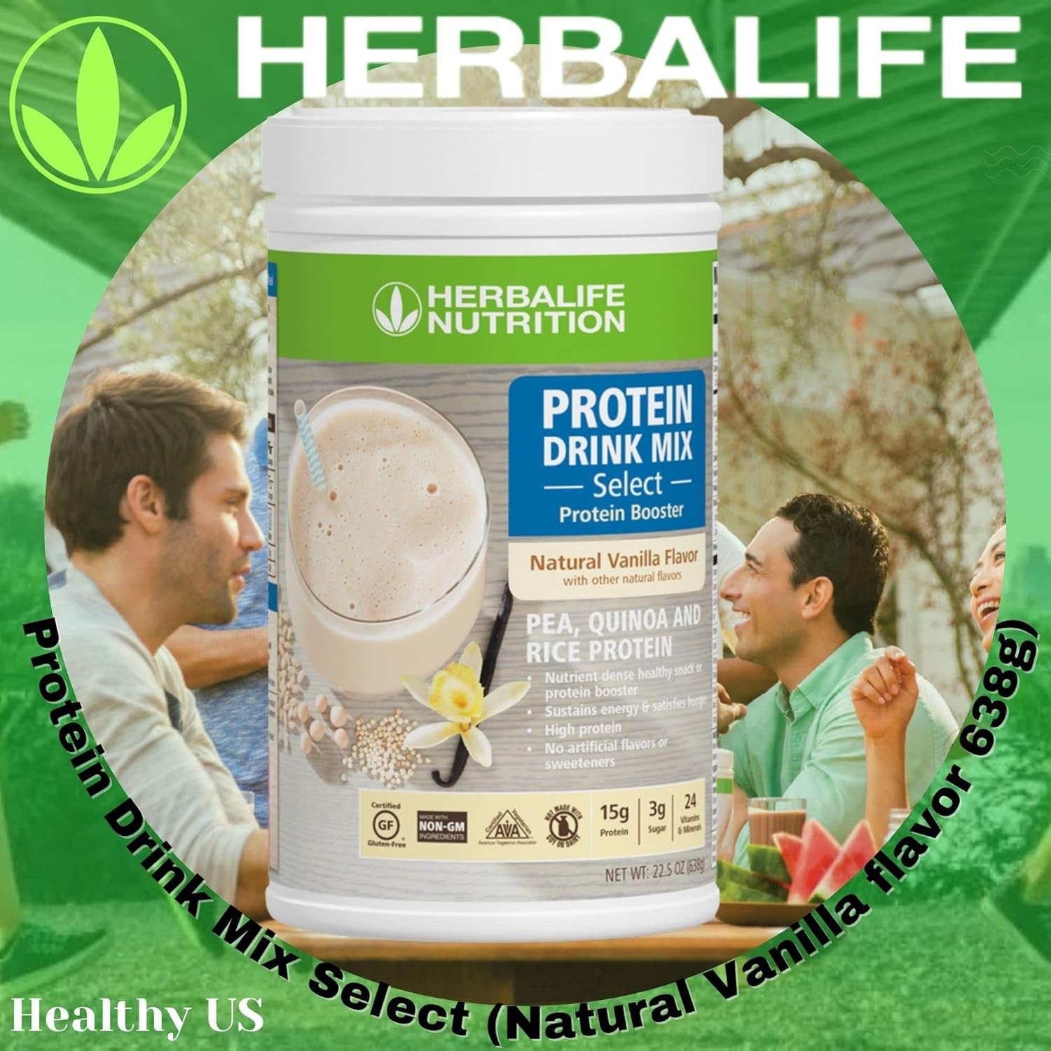 Herbalife DUO: Formula1 Select Natural Vanilla 810g + Protein Drink Mix 638g, Nutrient-Dense Meal/Snack, No Artificial Sweeteners, Gluten-Free Pack of 2