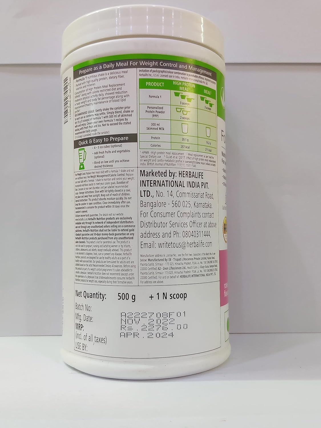 Herbalife Formula 1 Nutritional Shake Mix for Slimming Formula and Meal Replacement - Protein Powder Beverage Mix for Healthy Shakes - Herbalife Malteada Proteina de Herbalife