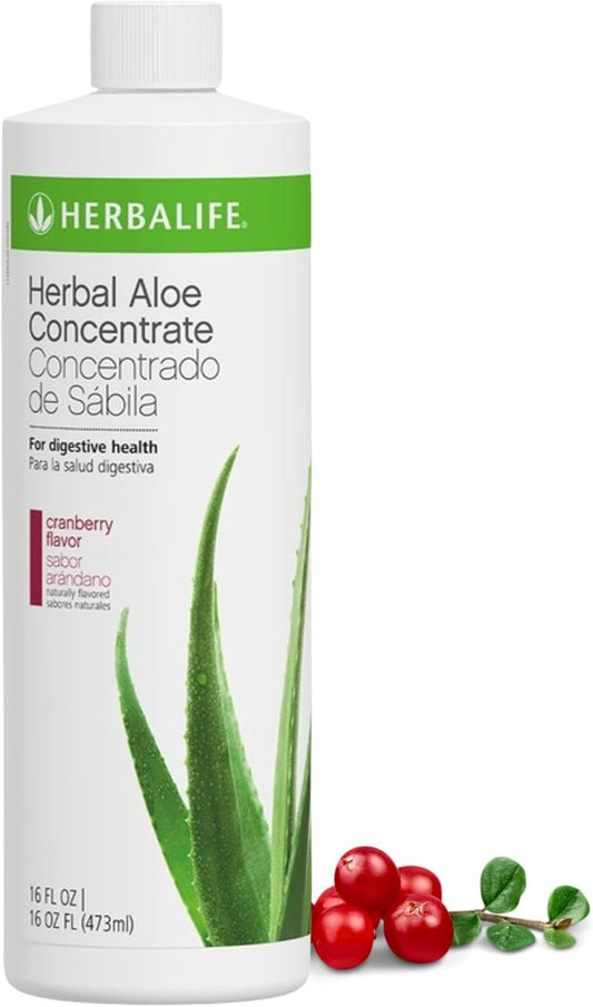 Herbalife Herbal Aloe Concentrate Cranberry Flavor 16oz for Digestive Health - Premium Aloe, Gluten-Free, 0 Calories, 0 Sugar