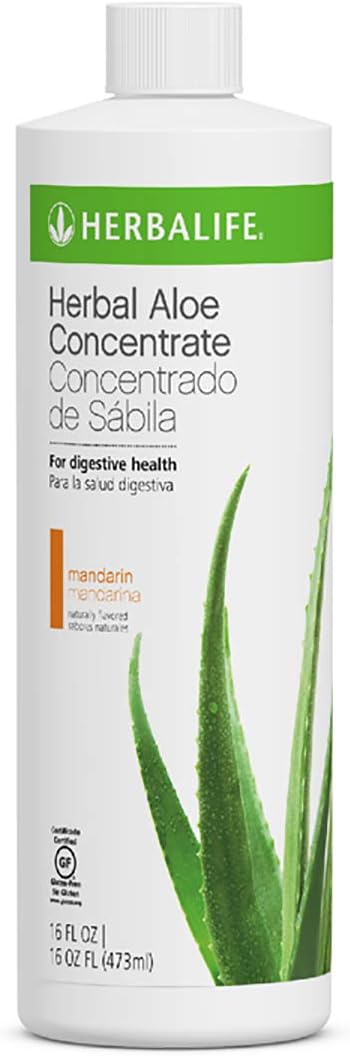 Herbalife Herbal Aloe Concentrate Mandarin Orange Flavor - 16 oz (1 Pint) - 31 Servings - Natural Aloe Drink Mix