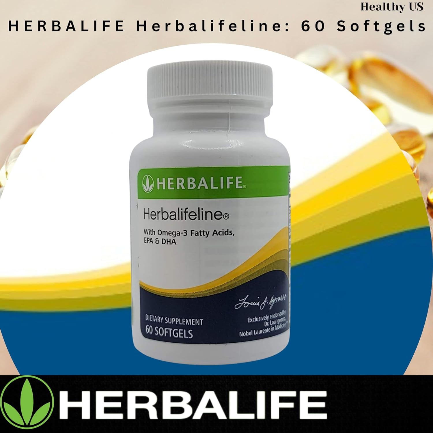 Herbalife Herbalifeline Softgels: 60 Capsules with Vitamin E, Marine Lipid Complex, Omega-3, EPA, and DHA