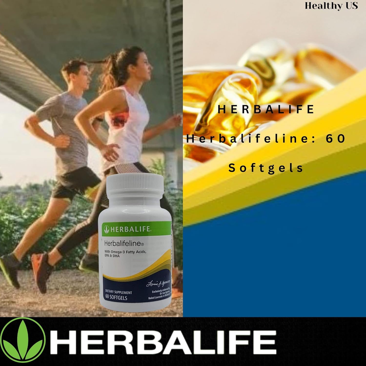 Herbalife Herbalifeline Softgels: 60 Capsules with Vitamin E, Marine Lipid Complex, Omega-3, EPA, and DHA