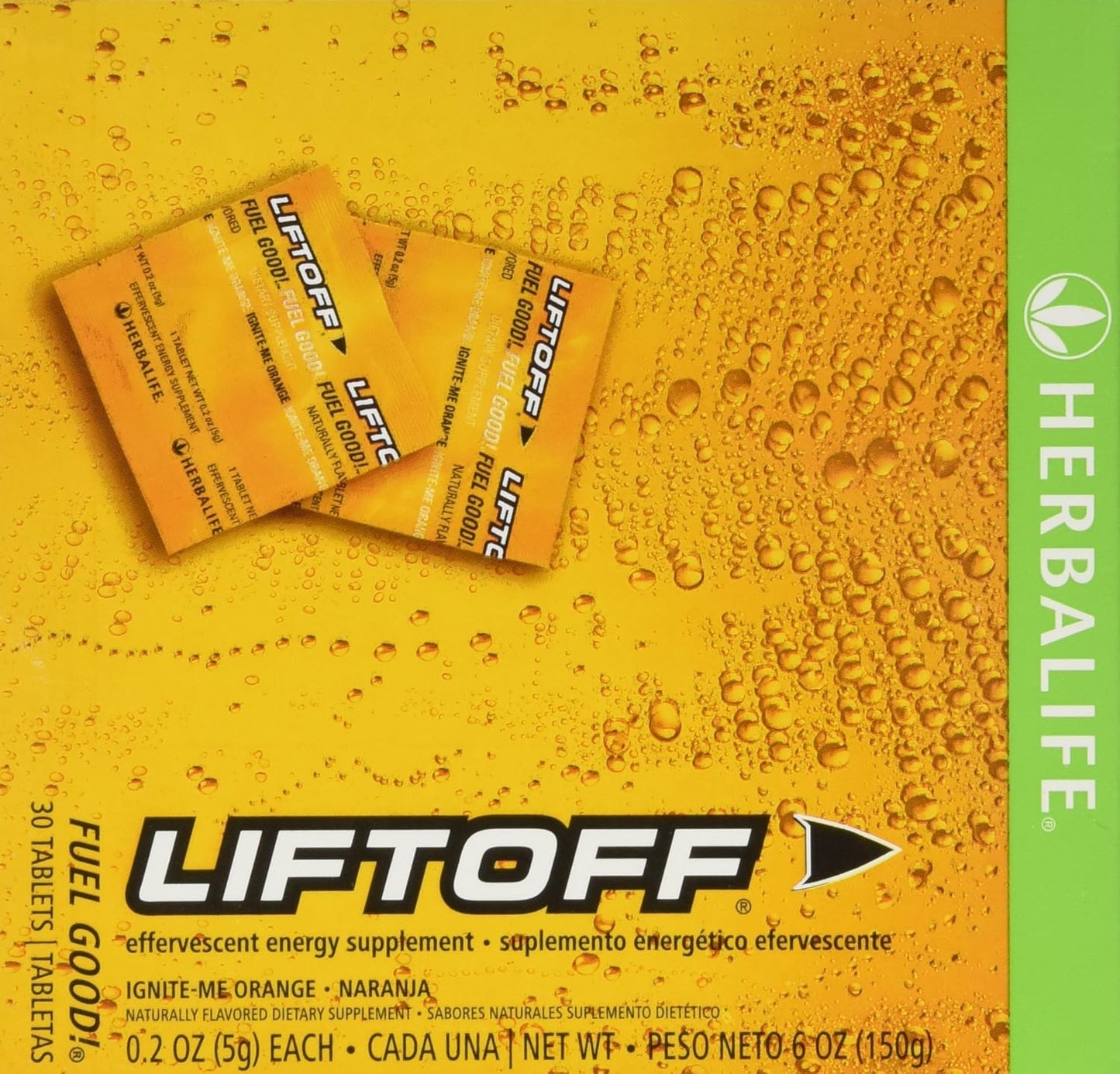 Herbalife LIFTOFF Energy Drink - Ignite Orange Flavor - 30 Tablets