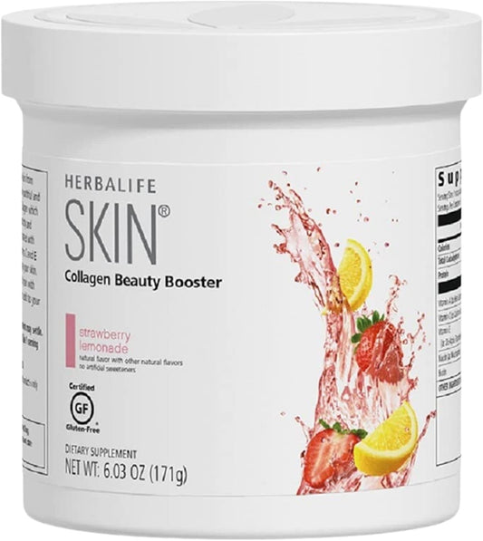 Herbalife Skin Collagen Beauty Booster Lemonade Strawberry Flavor 6.03 Oz - Natural Ingredients, Gluten-Free, No Artificial Sweeteners