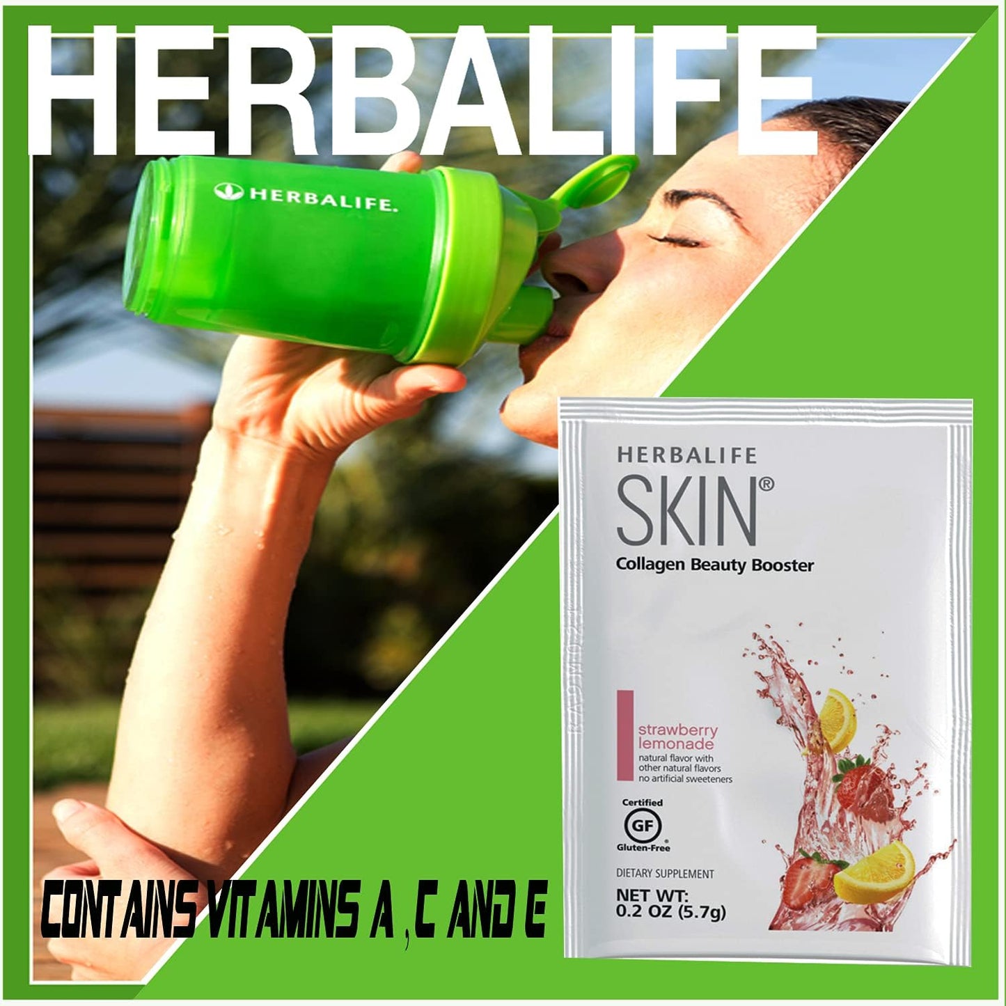 Herbalife Skin Collagen Beauty Booster Lemonade Strawberry Flavor - 30 Packets, Gluten-Free & No Artificial Ingredients