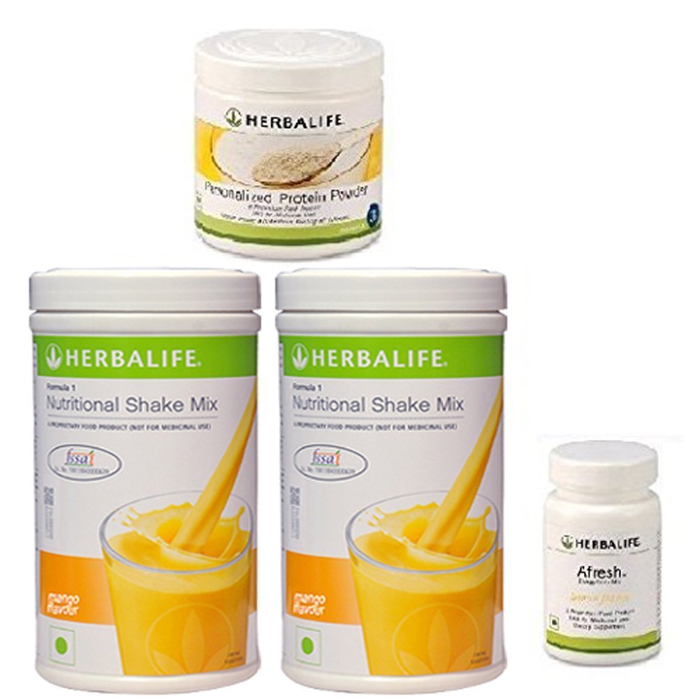 Herbalife Slimming Formula Bundle: 2 Formula 1 Mango Shakes + Personalized Protein Powder + Afresh Lemon Mix