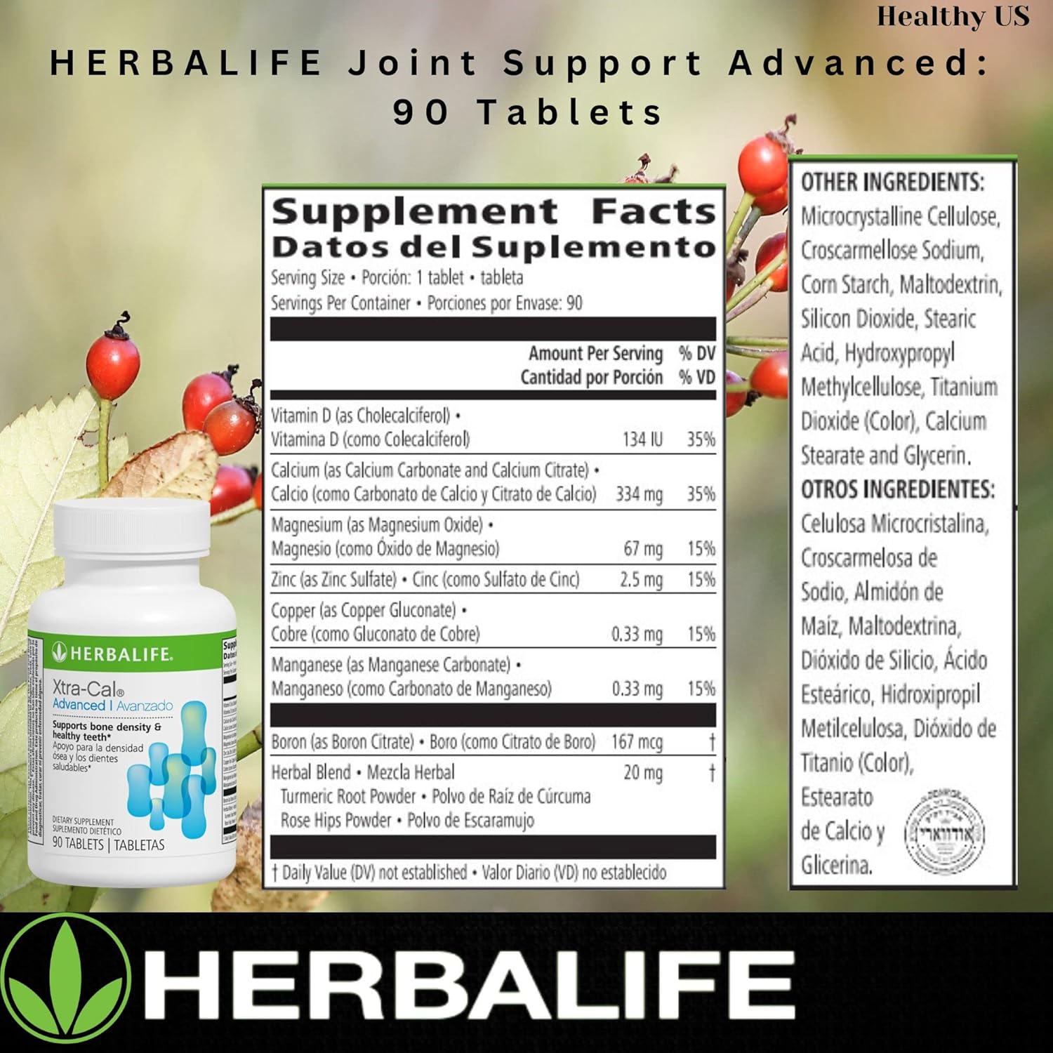 Herbalife Xtra-Cal Advanced: Calcium-Rich Tablets with Vitamin D and Minerals (90 Tablets)