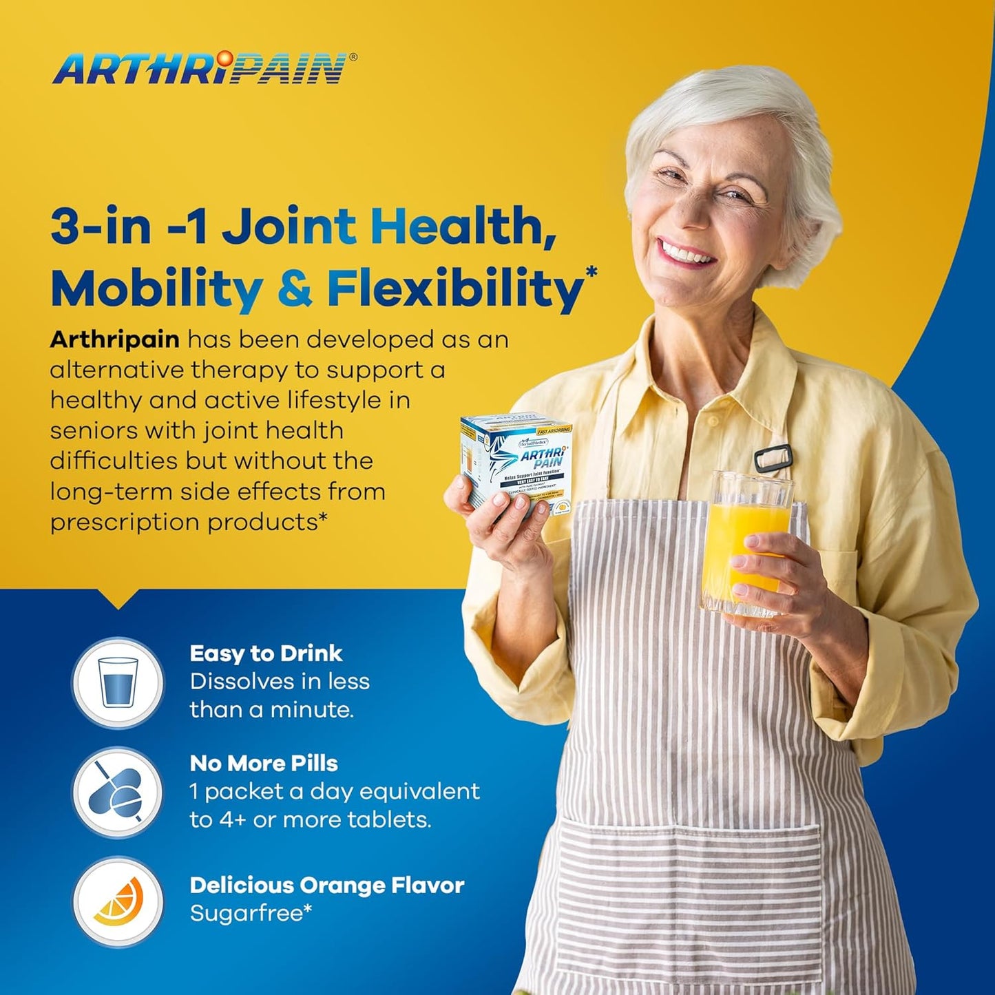 HerballMedick Arthripain Joint Support Supplement with Glucosamine Chondroitin MSM - Clinically Tested for Ligament Relief and Cartilage Repair - 30ct Sugar-Free Capsules from US