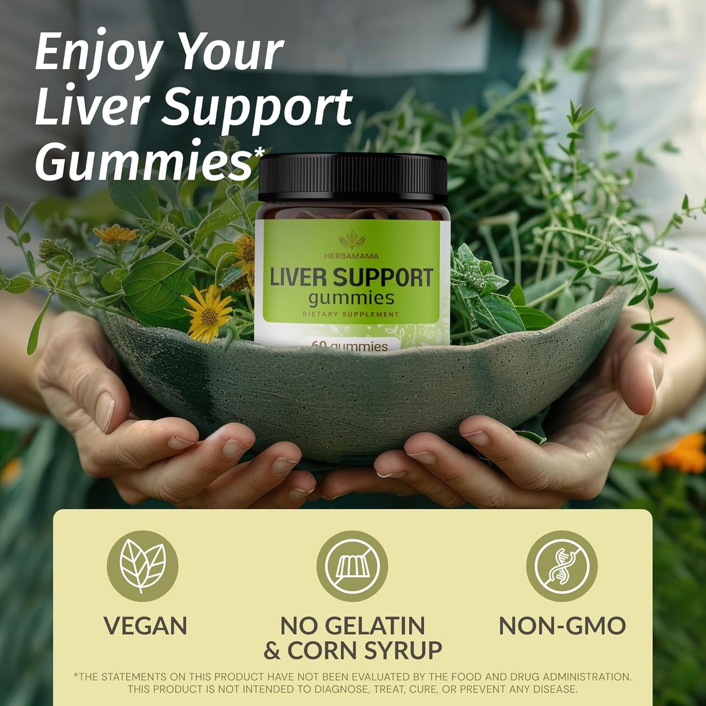 Herbamama Adrenal Support and Liver Support Bundle - Liquid Complex & Herbal Gummies - Vegan & Non-GMO - 2 Pack