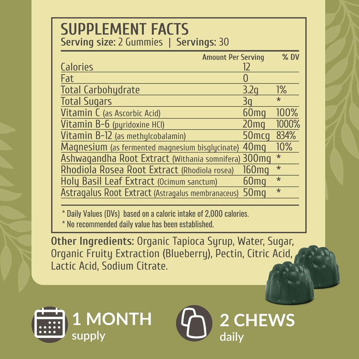 HERBAMAMA Adrenal Support Kit - Liquid and Chewable Adrenal Support Bundle - Vegan & Non-GMO - 2 Pack