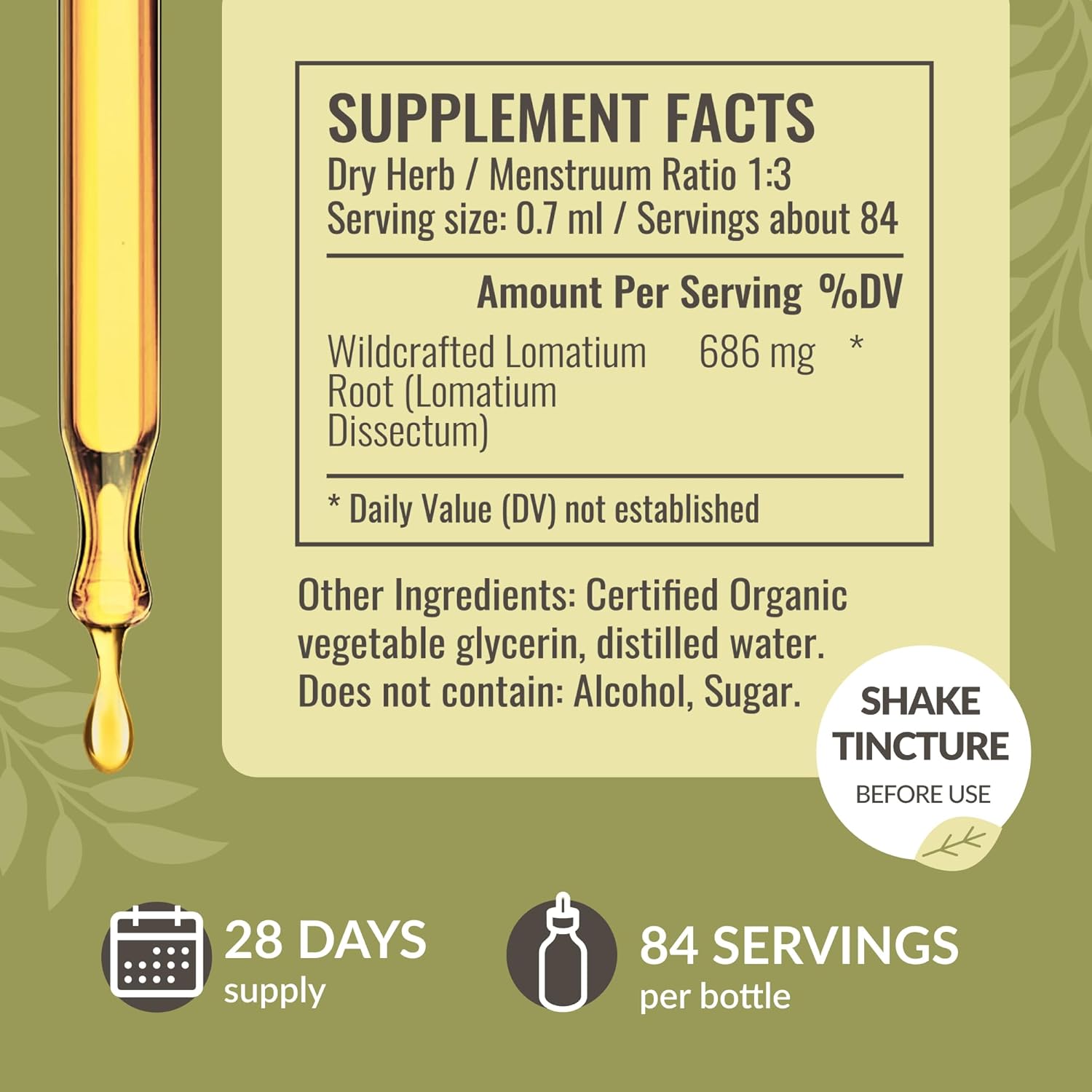 HERBAMAMA Herbal Liquid Drops Kit - Lomatium Root Extract and Stinging Nettle Tincture Bundle - 2 fl oz x 2 - Vegan, Non-GMO, Sugar & Alcohol-Free