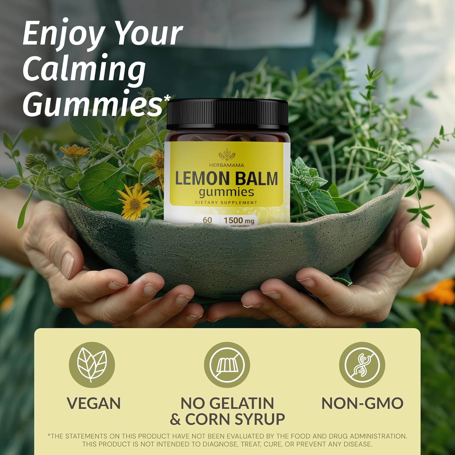 Herbamama Lemon Balm Gummies & Ashwagandha Drops Bundle - Vegan, Non-GMO, Alcohol & Gelatin-Free - 2 Pack
