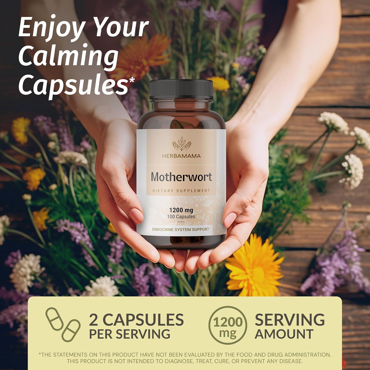 Herbamama Motherwort & Ashwagandha Bundle - 1200mg Capsules & Liquid Drops - Vegan, Non-GMO, Sugar & Alcohol-Free - 2 Pack