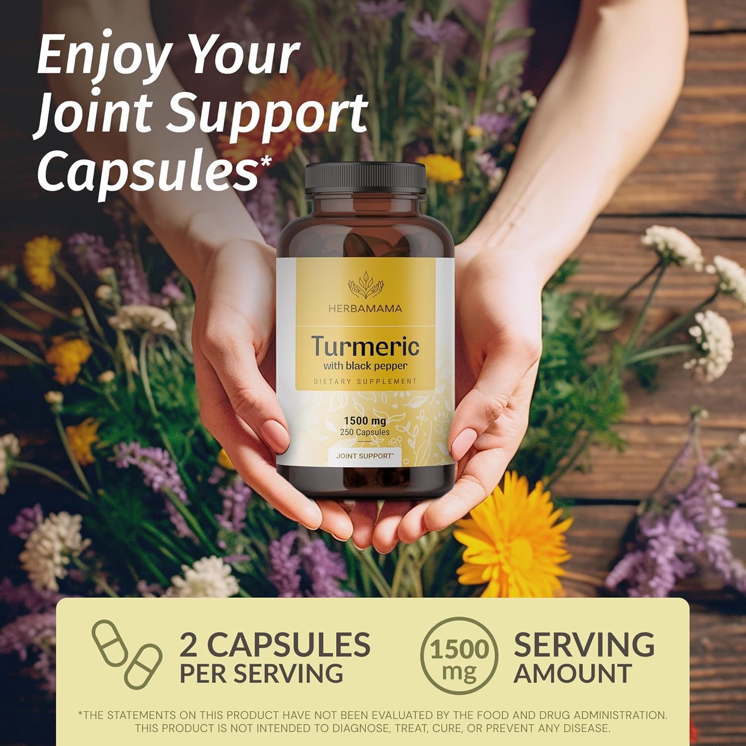 HERBAMAMA Turmeric Curcumin Capsules and Mullein Leaf Extract Tincture Bundle - 1500 mg, Vegan, Non GMO, Sugar & Alcohol-Free - 2 Pack - BoostGo Australia