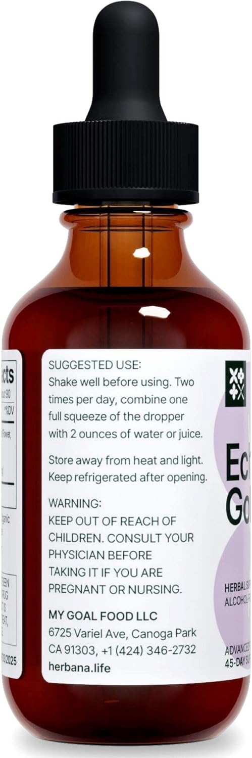 Herbana Manufacturing Echinacea and Goldenseal Liquid Extract - Herbal Supplement for Immune Support, Sleep, and Energy Boost - High Potency Formula - 45-Day Supply