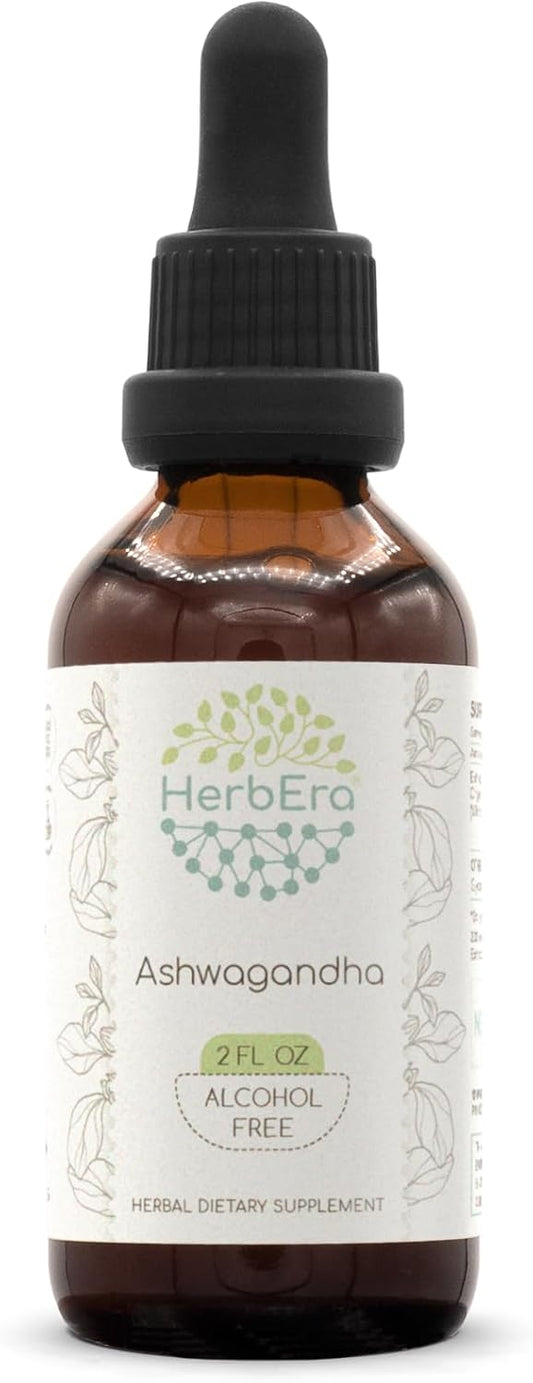 HerbEra Ashwagandha B60 Super-Concentrated Herbal Extract Tincture, Alcohol-Free, 2 fl oz