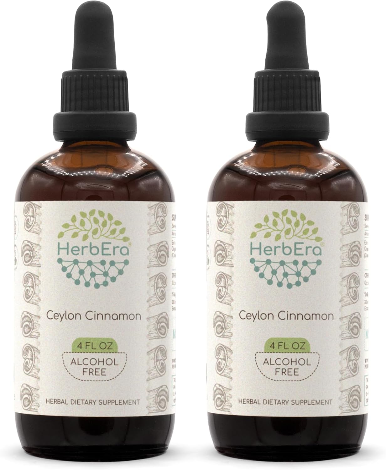 HerbEra Ceylon Cinnamon B120 Herbal Extract Tincture - Alcohol-Free Liquid Drops (2x4 fl oz)