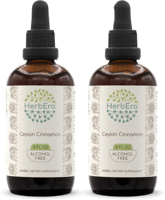 HerbEra Ceylon Cinnamon B120 Herbal Extract Tincture - Alcohol-Free Liquid Drops (2x4 fl oz)