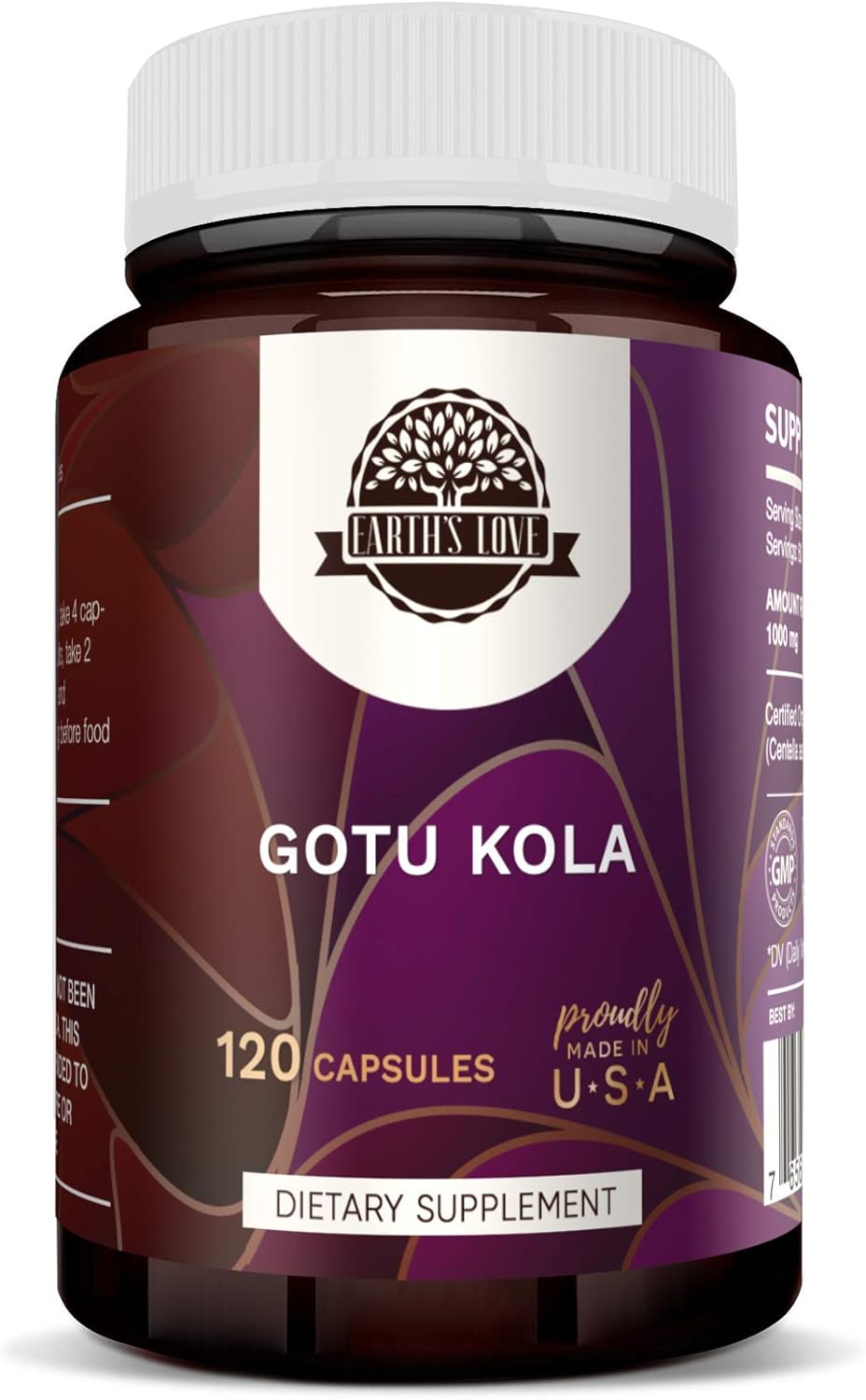 HerbEra Earth's Love Gotu Kola Capsules - 500mg Centella Asiatica Herb Supplement (120 Capsules)