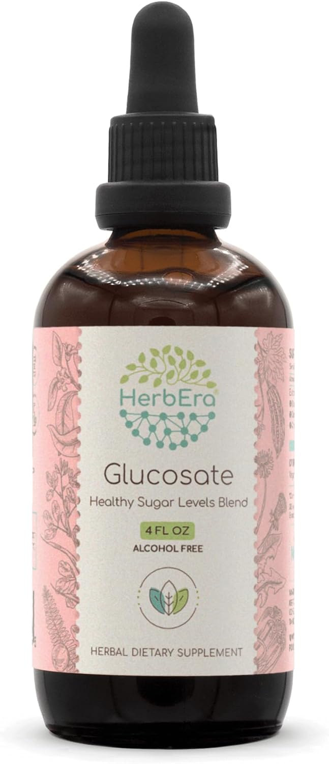 HerbEra Glucosate B120 Alcohol-Free Extract Tincture - Bitter Melon, Cinnamon, Dandelion, Gymnema, Fenugreek, Amla. Supports Healthy Sugar Levels - 4 Fl Oz