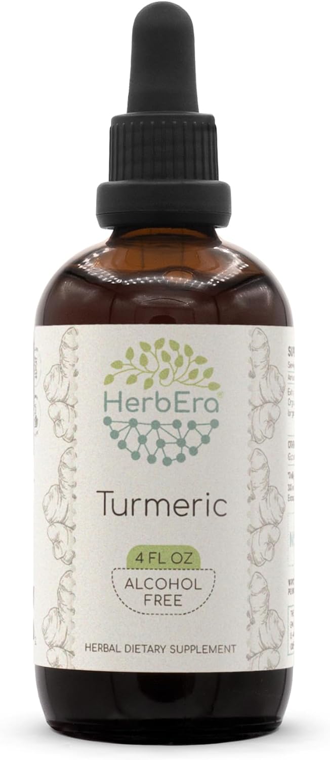HerbEra Turmeric Alcohol-Free Tincture - Concentrated Liquid Extract with Natural Curcuma Longa Root - 4 fl oz