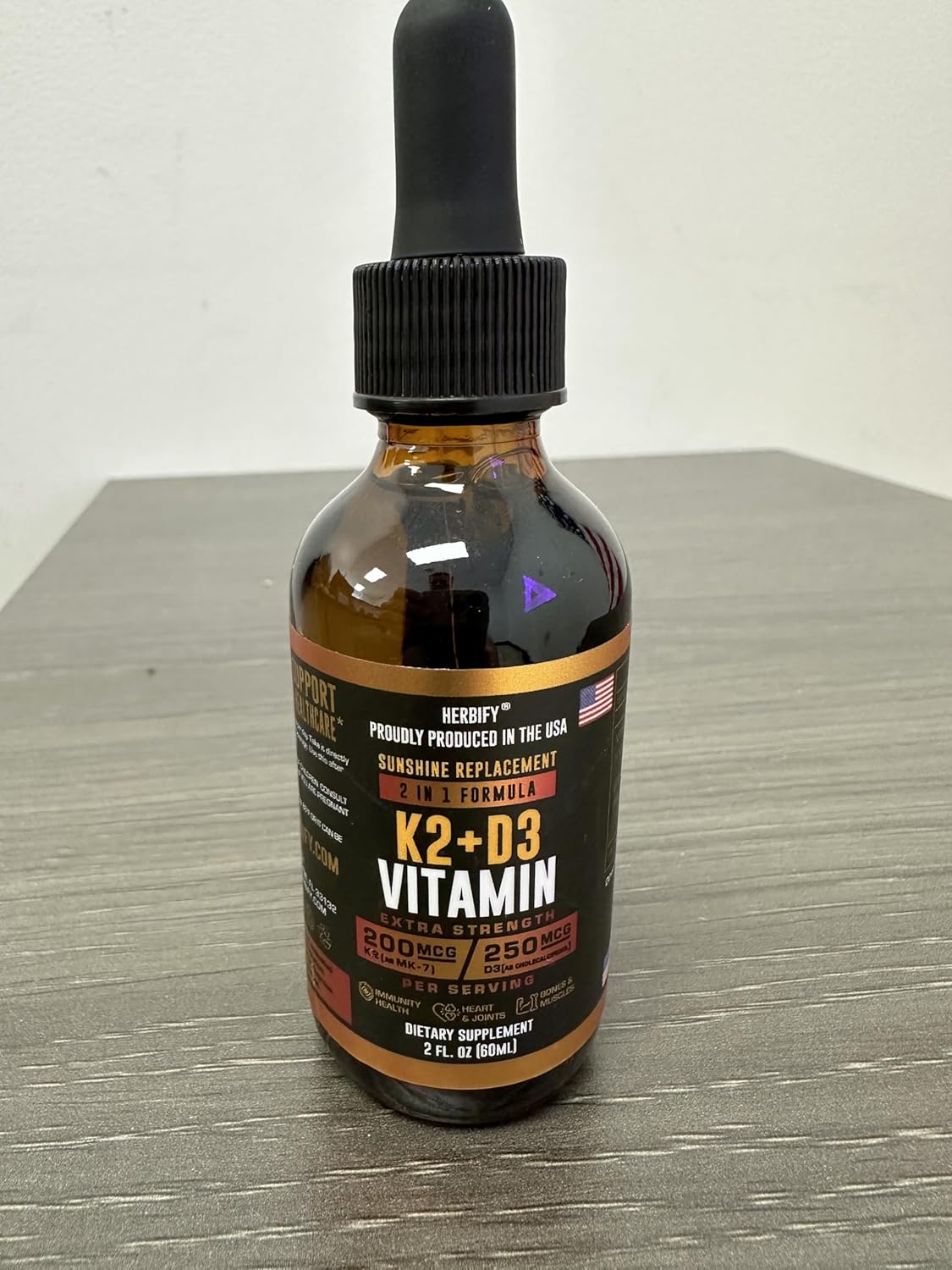 Herbify Bone Strength and Hair, Skin, Nails Support Bundle - K2, D3, Biotin, Collagen Drops