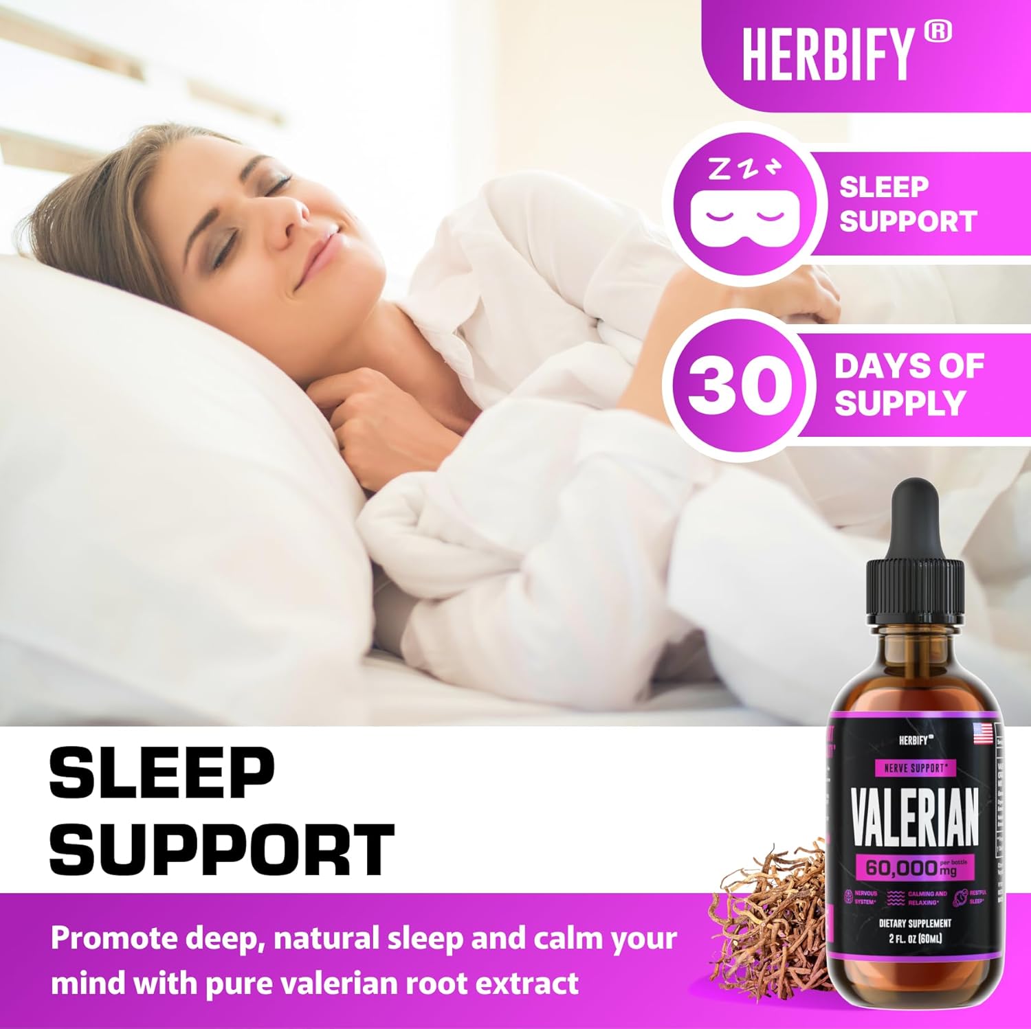 Herbify Bundle: K2 and D3 Drops with Valerian Root Tincture for Bone Strength and Nervous System Support