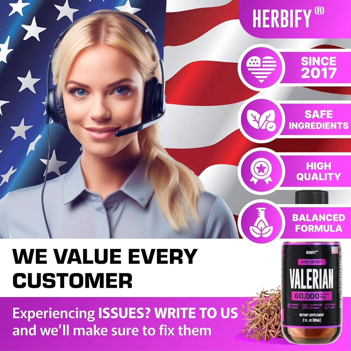 Herbify Bundle: K2 and D3 Drops with Valerian Root Tincture for Bone Strength and Nervous System Support