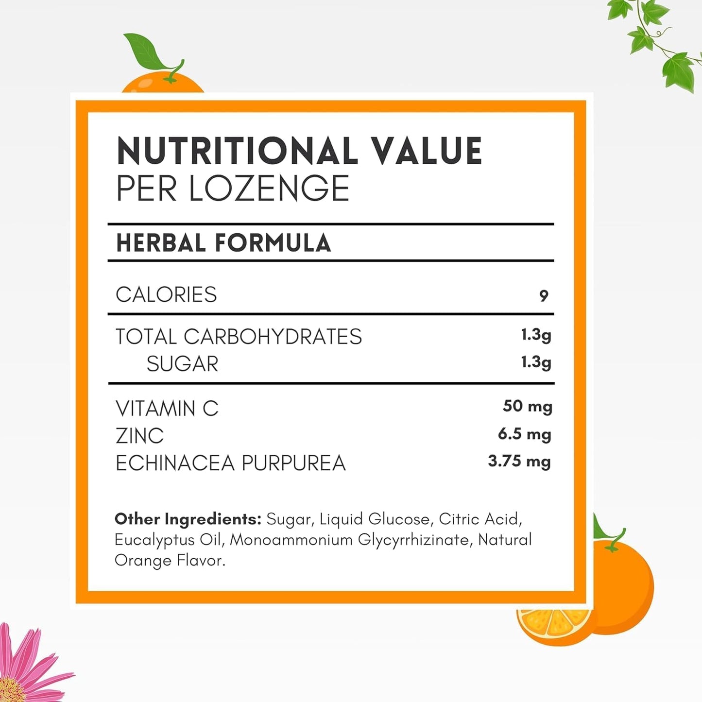 Herbion Naturals Immune Support Lozenges - Zinc, Echinacea, Vitamin C - 25 CT - Natural Orange Flavor - Dietary Supplement for Adults & Kids 5+ - Promotes Wellness & Immune System Health