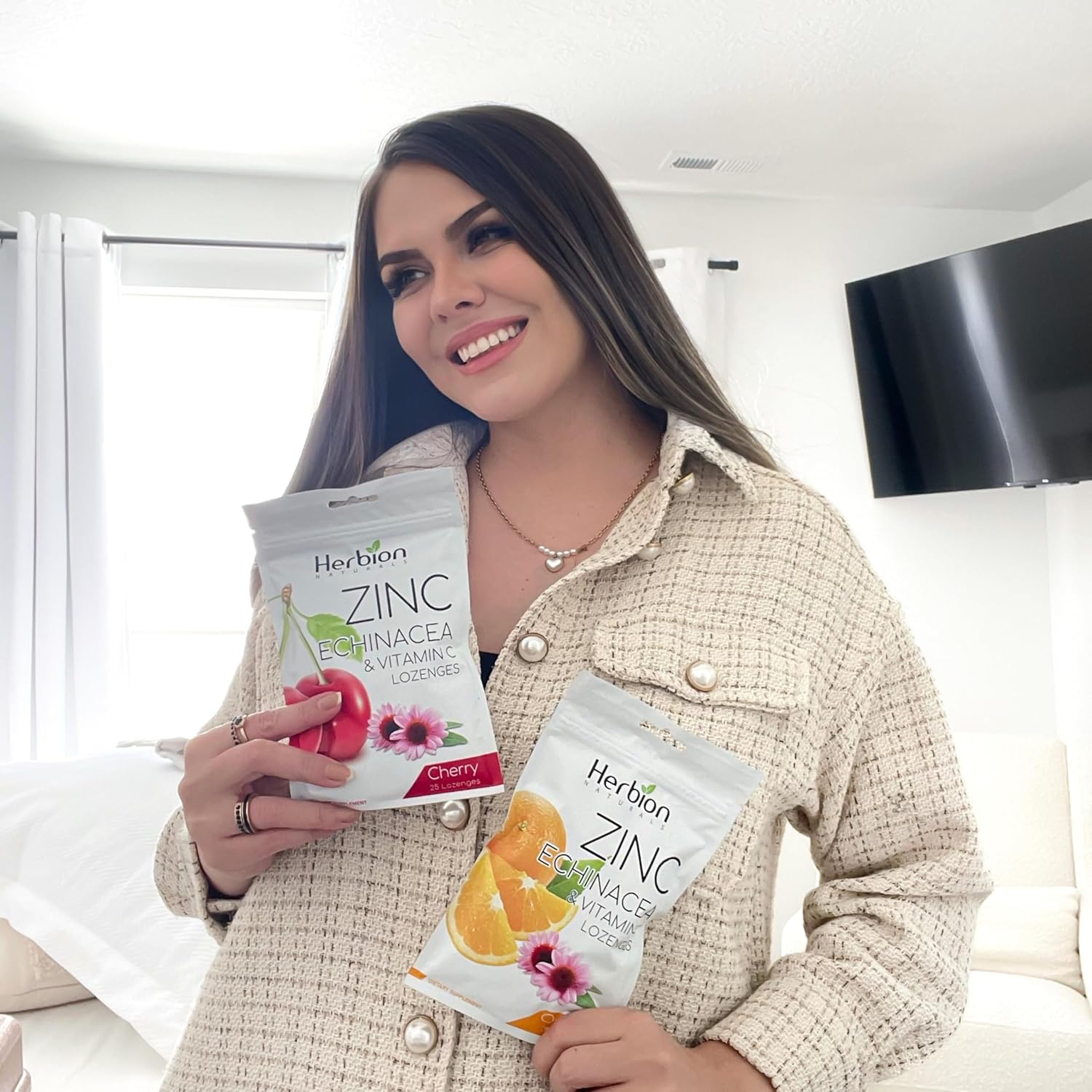 Herbion Naturals Immune Support Lozenges - Zinc, Echinacea, Vitamin C - 25 CT - Natural Orange Flavor - Dietary Supplement for Adults & Kids 5+ - Promotes Wellness & Immune System Health