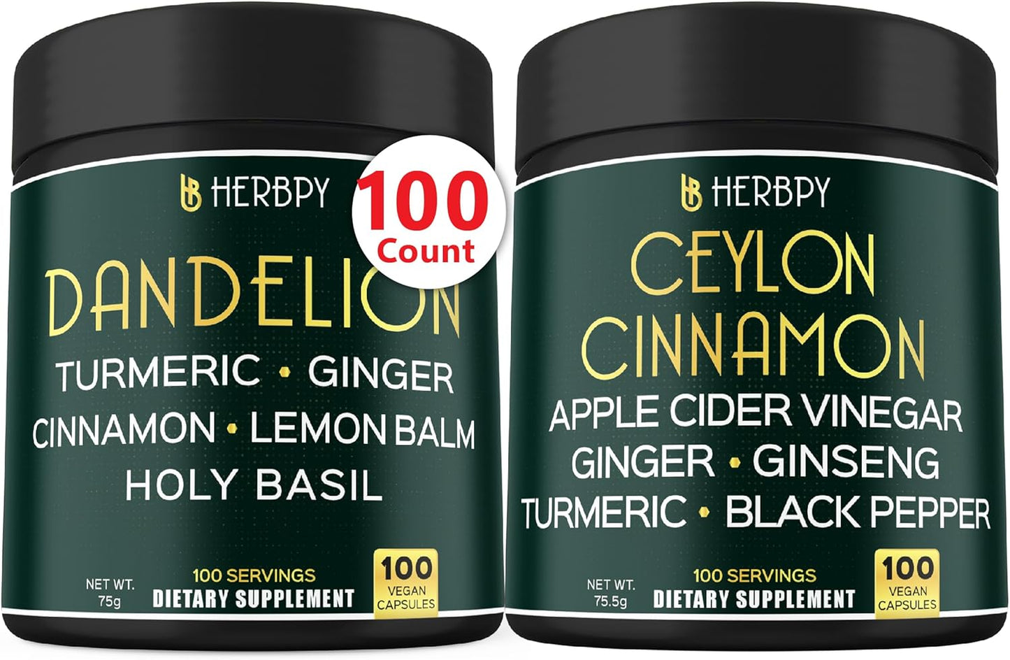 Herbpy 6in1 Dandelion and Ceylon Cinnamon Supplement Bundle - Boost Immune, Digestive, and Heart Health
