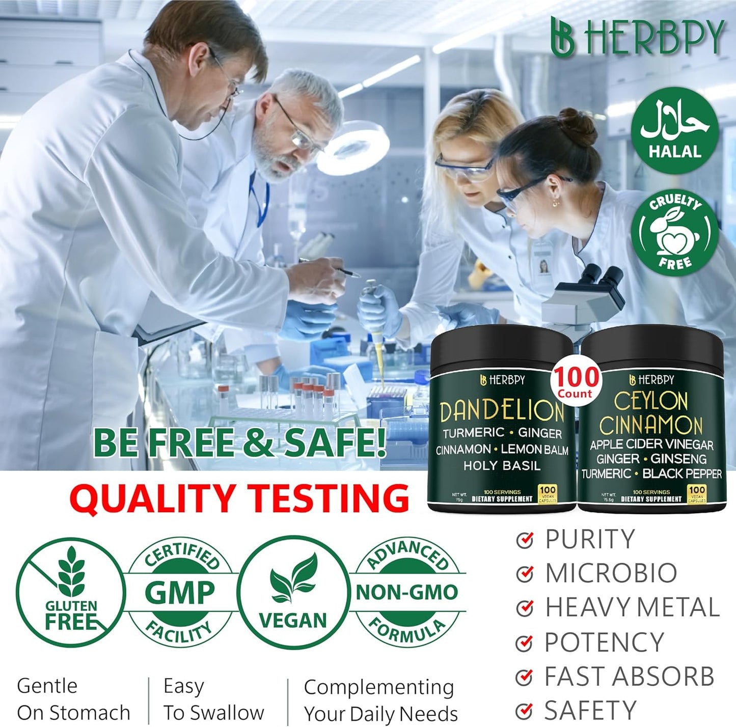 Herbpy 6in1 Dandelion and Ceylon Cinnamon Supplement Bundle - Boost Immune, Digestive, and Heart Health