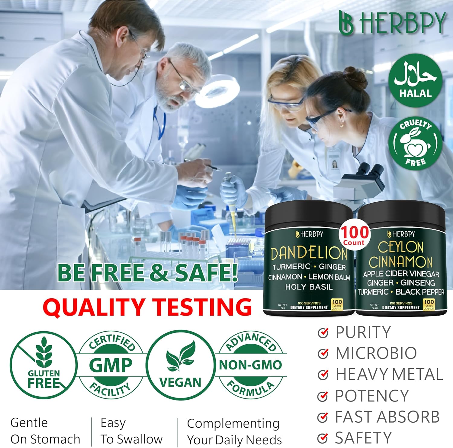 Herbpy 6in1 Dandelion and Ceylon Cinnamon Supplement Bundle - Boost Immune, Digestive, and Heart Health