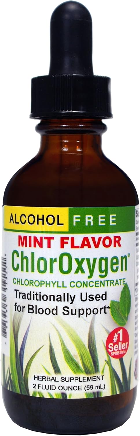 Herbs Etc. ChlorOxygen Chlorophyll Concentrate - Natural Energy and Vitality Support - Mint Flavored Liquid Supplement - Alcohol-Free - 2 fl oz