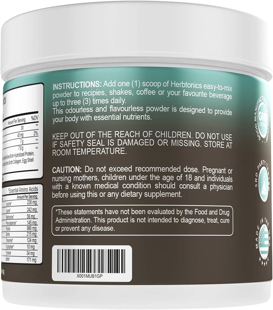 Herbtonics Multi Collagen Protein Powder | All-in-One Bone Broth Supplement | Grass-Fed Chicken, Wild Fish, Egg Hydrolyzed Collagen Bovine | Type (1,2,3,5,10) - BoostGo Australia