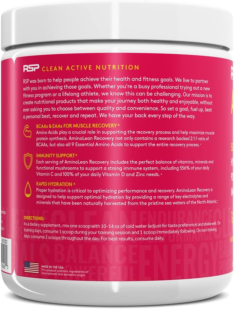 Hibiscus Lemonade Aminolean Recovery by RSP Nutrition - 7.52 OZ
