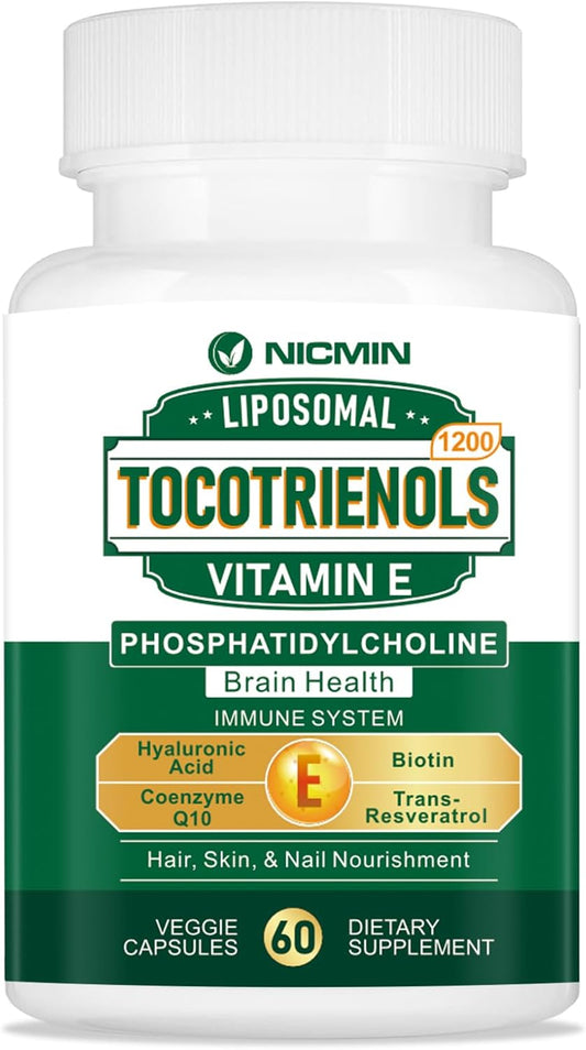 High Absorption 1200MG Vitamin E Tocotrienols Supplement with Phosphatidylcholine - 60 Capsules