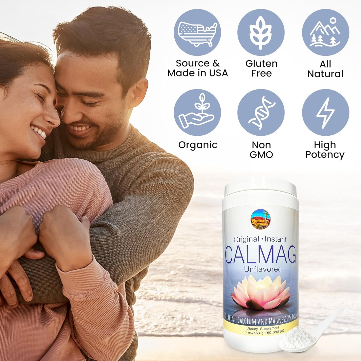 High Absorption 2:1 CalMag Calcium and Magnesium Citrate Powder for Stress Relief, Sleep, and Bone Strength - Unflavored Mineral Drink - 16.5 oz