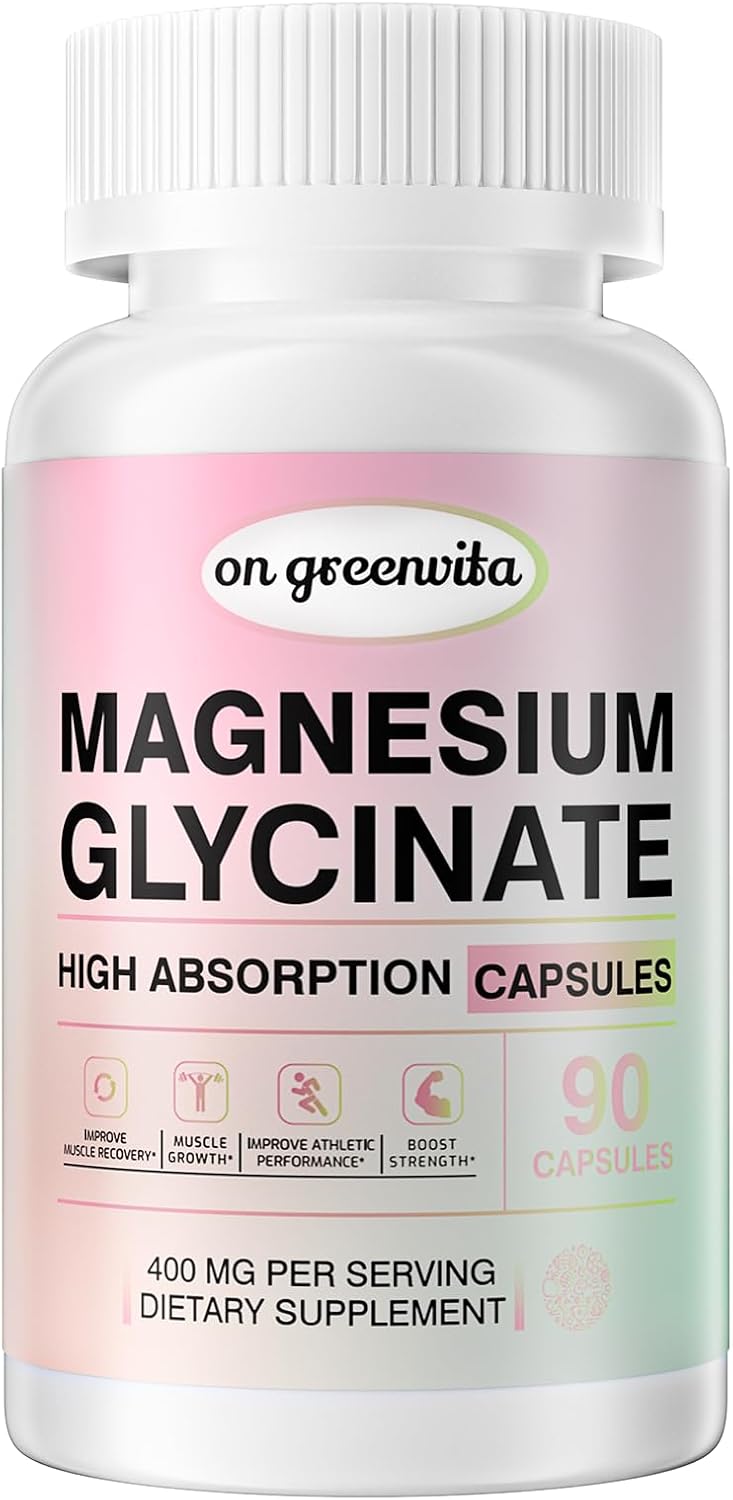 High Absorption 400 MG Magnesium Glycinate Chelated Capsules, Non-GMO, Gentle On Stomach - 90 Vegetarian Capsules