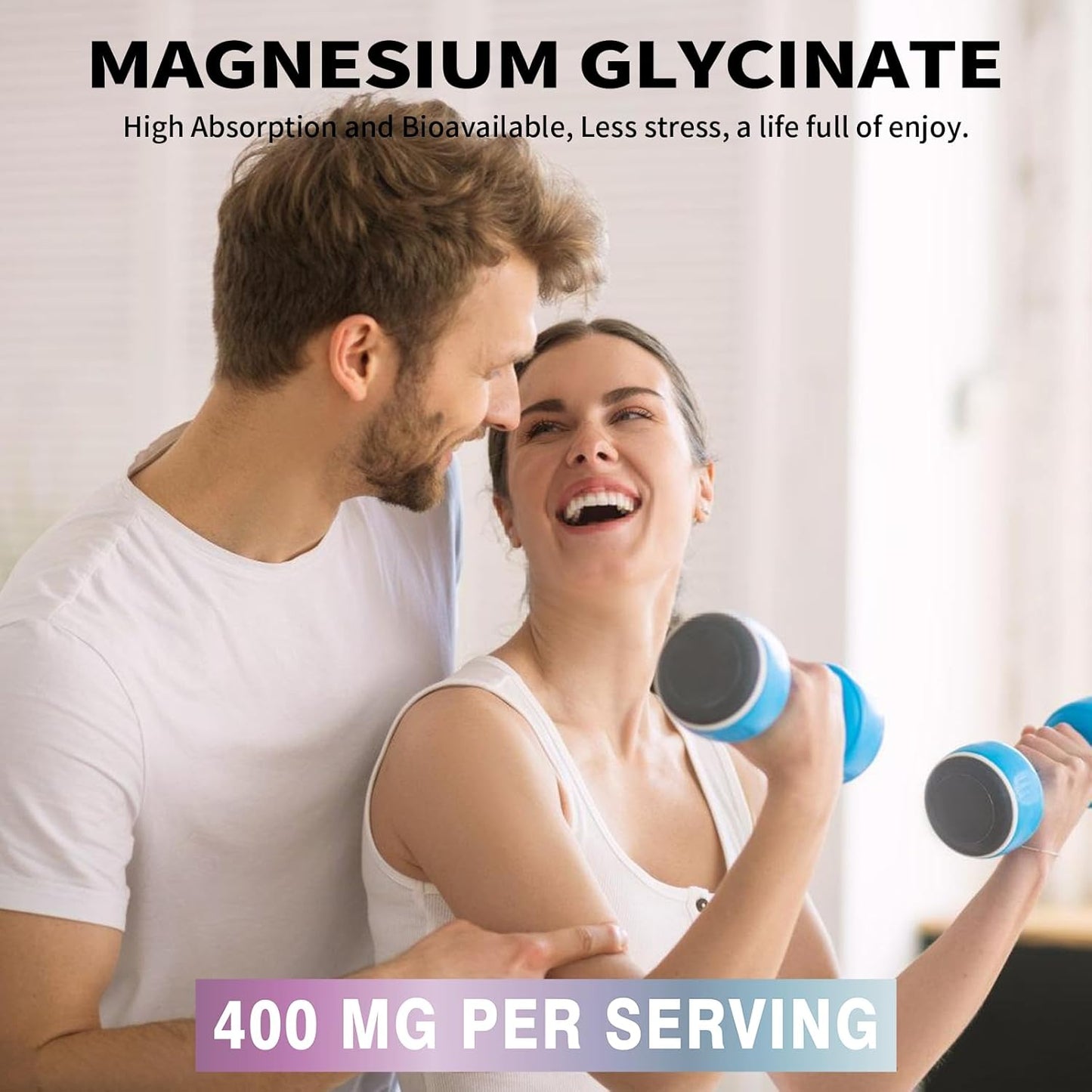 High Absorption 400 MG Magnesium Glycinate Chelated Capsules, Non-GMO, Gentle On Stomach - 90 Vegetarian Capsules
