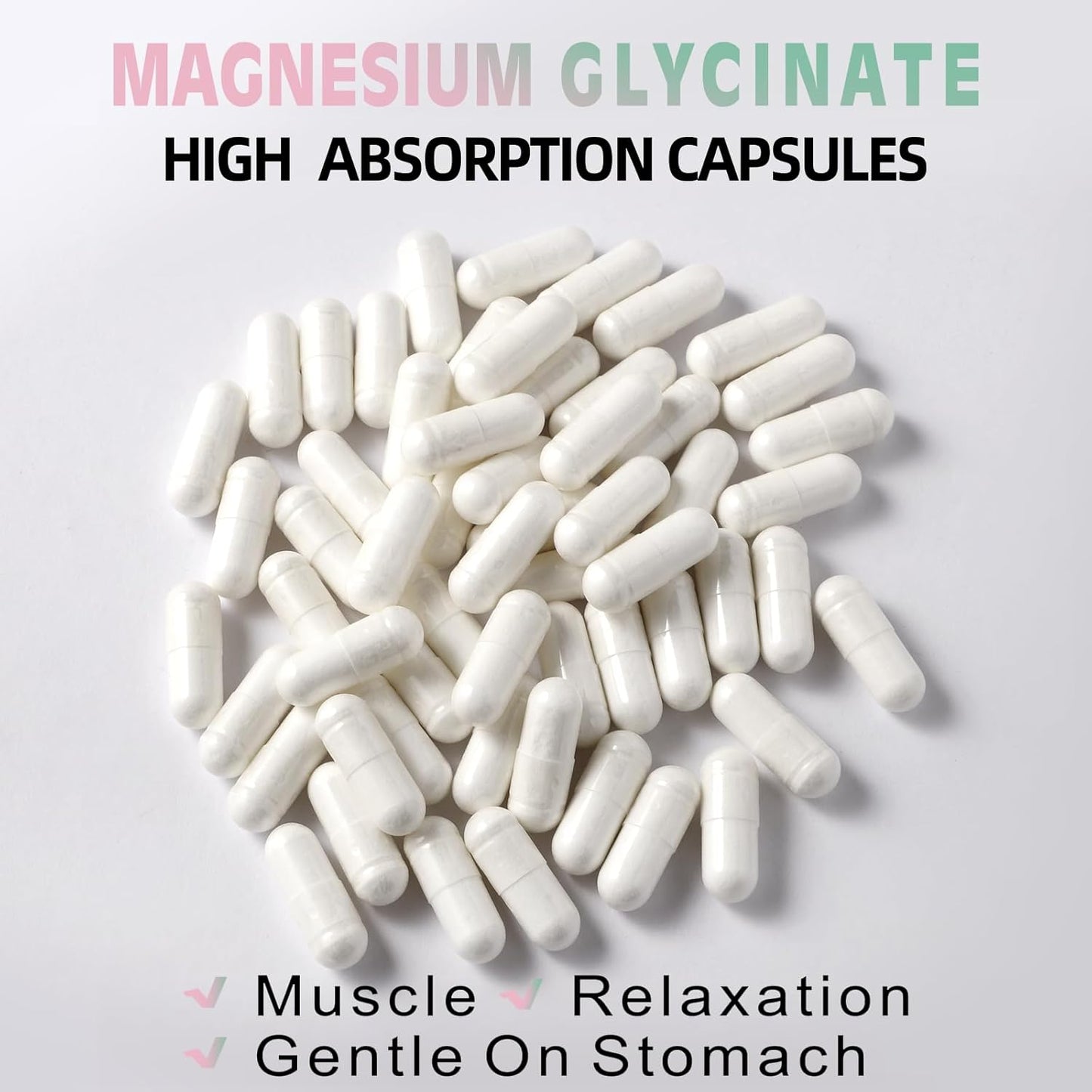 High Absorption 400 MG Magnesium Glycinate Chelated Capsules, Non-GMO, Gentle On Stomach - 90 Vegetarian Capsules