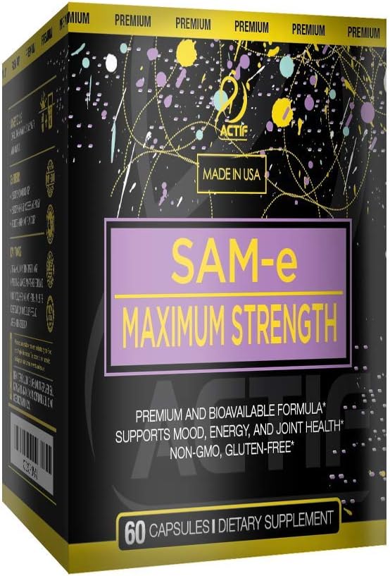 High Absorption Actif SAM-e Supplement for Joint Support, Mood & Energy - 400mg, Non GMO, 60 Count - Made in USA