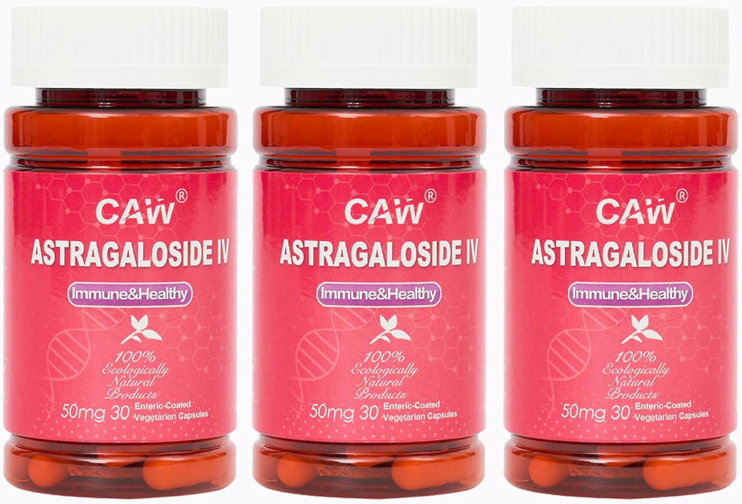 High Absorption Astragaloside IV Immune Support Supplement | Anti-Aging | 50mg 30 Capsules x 3 Bottles