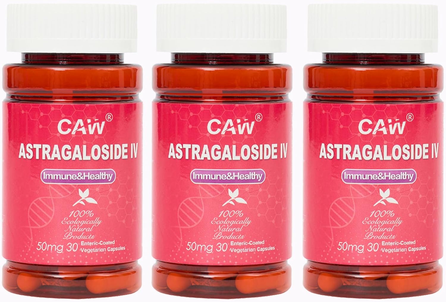 High Absorption Astragaloside IV Immune Support Supplement | Anti-Aging | 50mg 30 Capsules x 3 Bottles