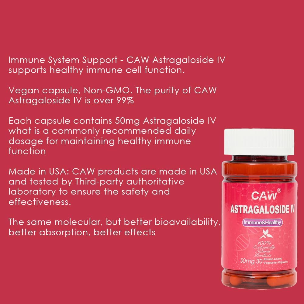 High Absorption Astragaloside IV Immune Support Supplement | Anti-Aging | 50mg 30 Capsules x 3 Bottles