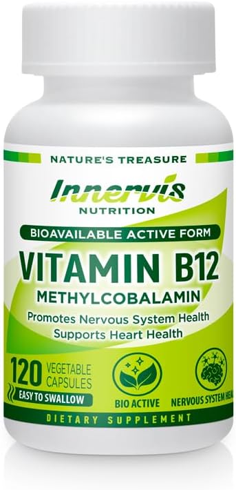 High Absorption BioActive B12 Methylcobalamin 1000mcg - Supports Energy, Nerve & Heart Health - 120 Vegan Capsules - Non-GMO - Made in USA