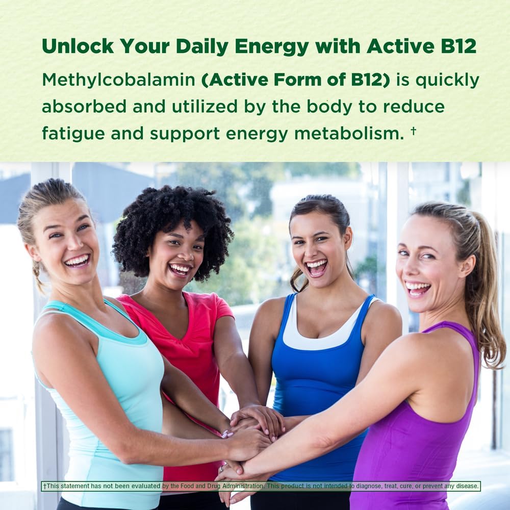 High Absorption BioActive B12 Methylcobalamin 1000mcg - Supports Energy, Nerve & Heart Health - 120 Vegan Capsules - Non-GMO - Made in USA